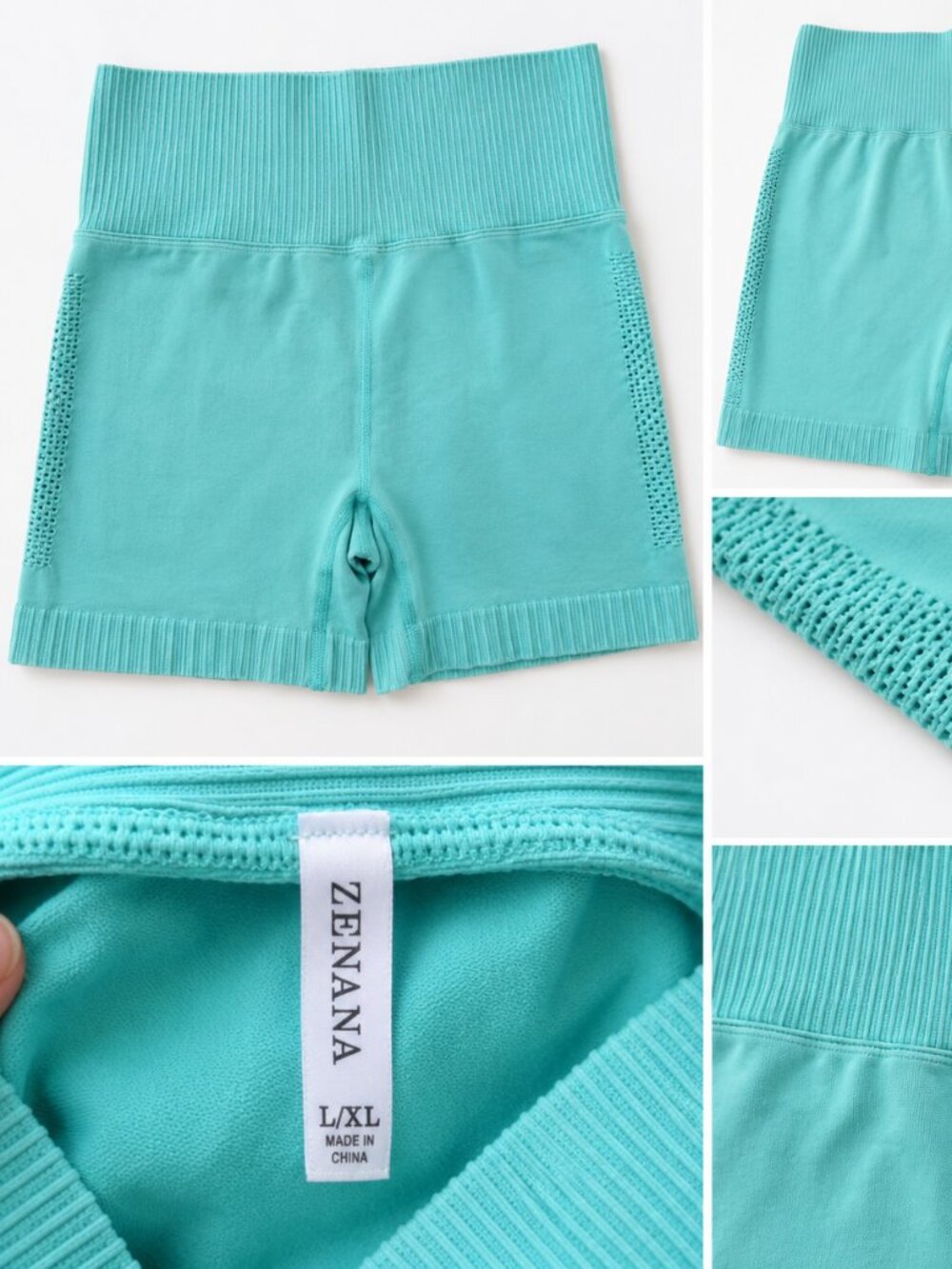 ZENANA Mint Green Seamless Ribbed Biker Shorts | Size L/XL | Never Worn
